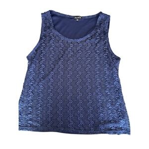 Fig & Blu Navy Blue Lace Sleeveless Tank Top Shell Size L 12864